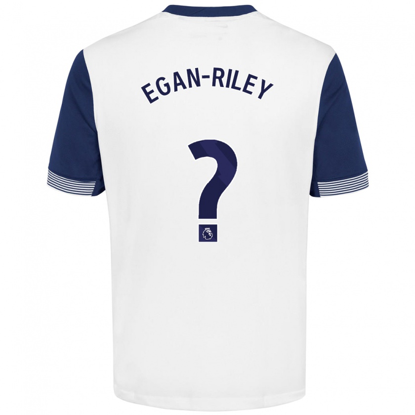 Kandiny Enfant Maillot Roman Egan-Riley #0 Blanc Bleu Tenues Domicile 2024/25 T-Shirt