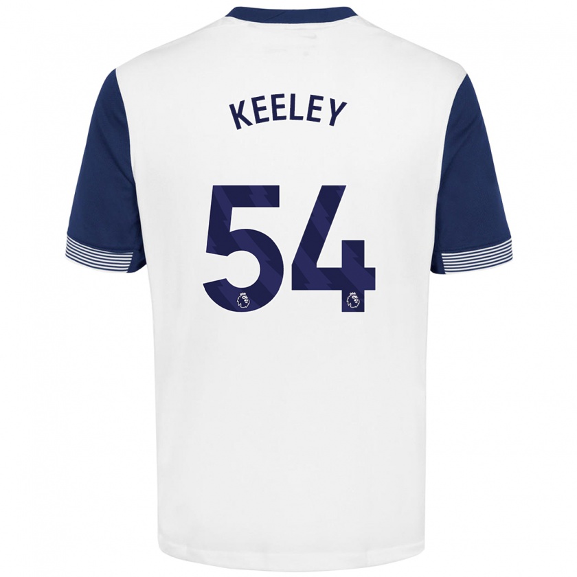 Kandiny Enfant Maillot Josh Keeley #54 Blanc Bleu Tenues Domicile 2024/25 T-Shirt