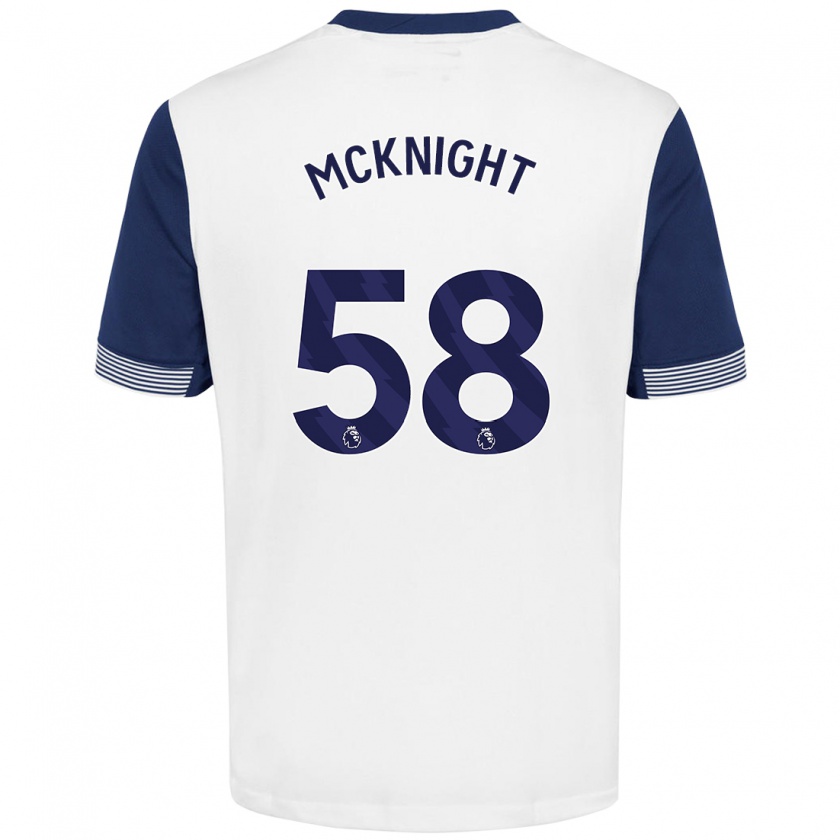 Kandiny Enfant Maillot Maxwell Mcknight #58 Blanc Bleu Tenues Domicile 2024/25 T-Shirt