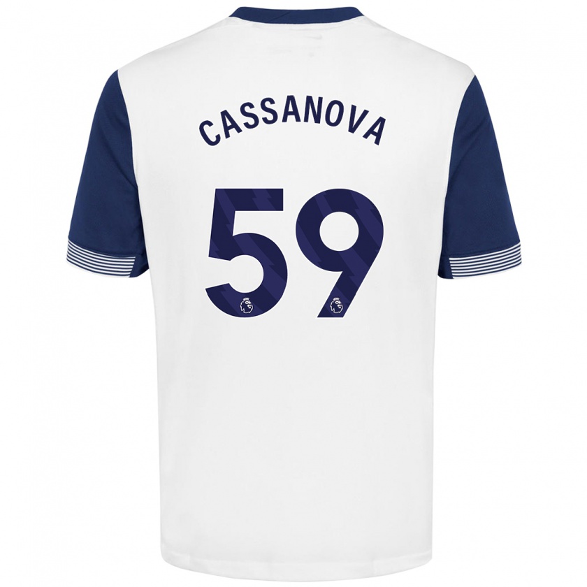 Kandiny Enfant Maillot Dante Cassanova #59 Blanc Bleu Tenues Domicile 2024/25 T-Shirt