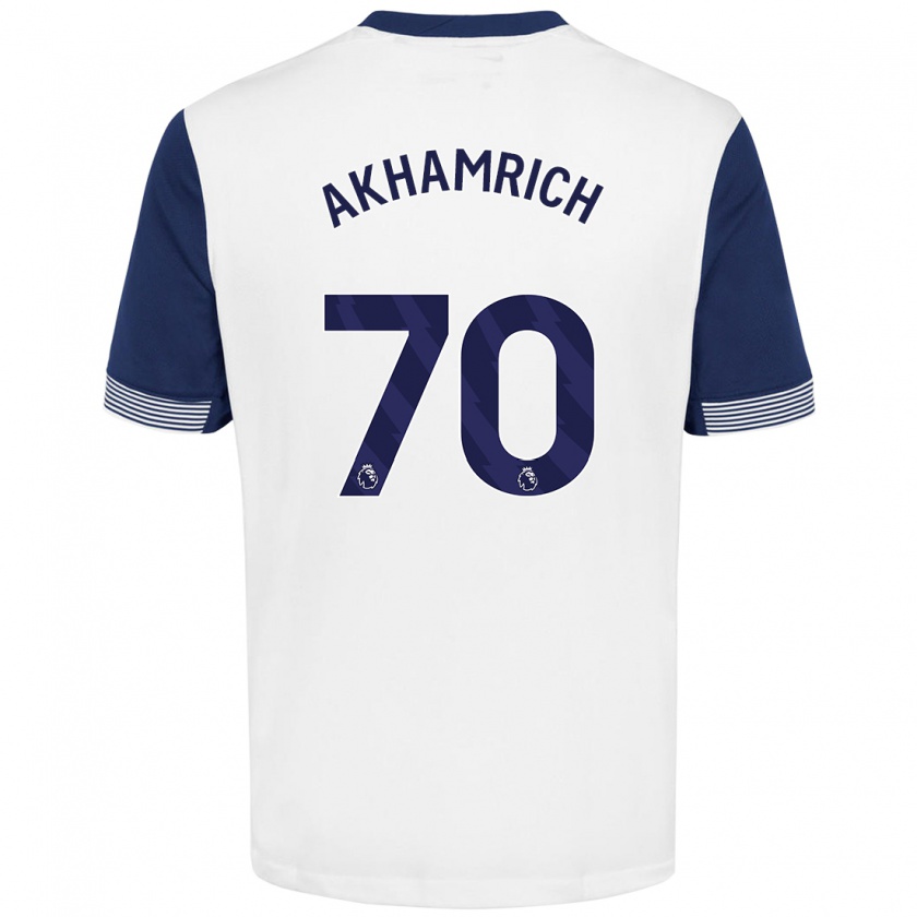 Kandiny Enfant Maillot Yusuf Akhamrich #70 Blanc Bleu Tenues Domicile 2024/25 T-Shirt