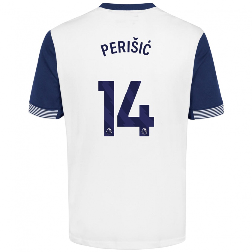 Kandiny Enfant Maillot Ivan Perisic #14 Blanc Bleu Tenues Domicile 2024/25 T-Shirt