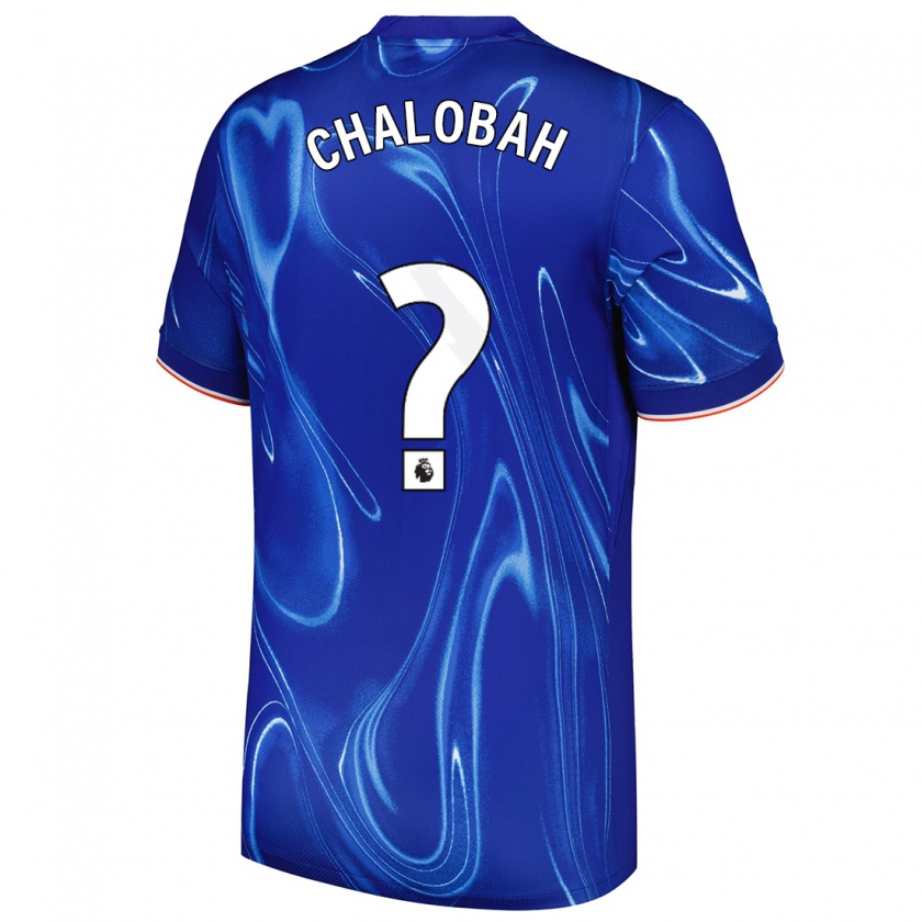 Kandiny Enfant Maillot Trevoh Chalobah #0 Bleu Blanc Tenues Domicile 2024/25 T-Shirt