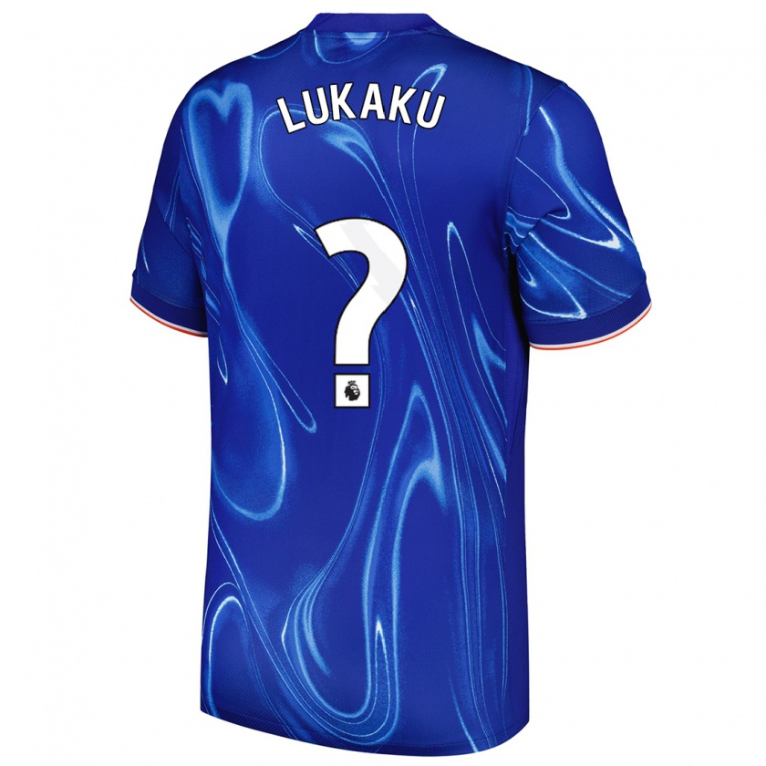 Kandiny Enfant Maillot Romelu Lukaku #0 Bleu Blanc Tenues Domicile 2024/25 T-Shirt