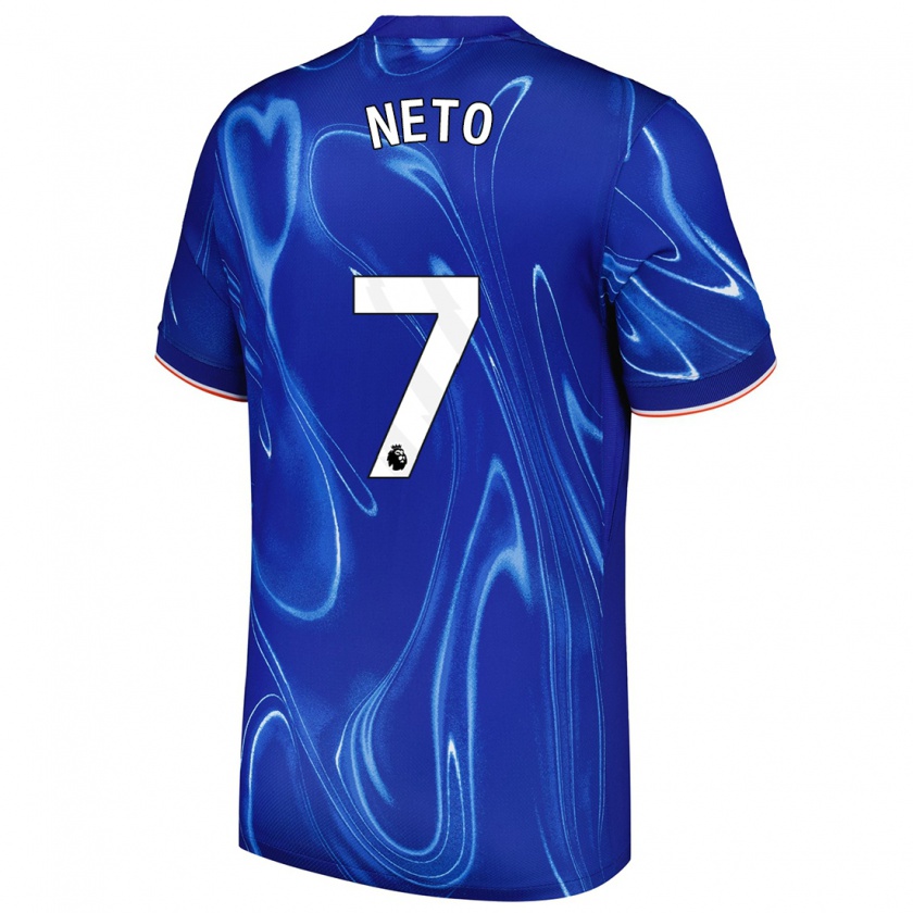 Kandiny Enfant Maillot Pedro Neto #7 Bleu Blanc Tenues Domicile 2024/25 T-Shirt