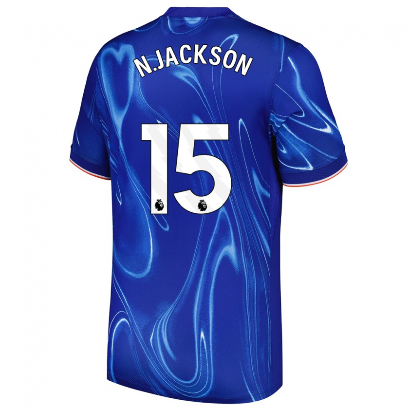 Kandiny Enfant Maillot Nicolas Jackson #15 Bleu Blanc Tenues Domicile 2024/25 T-Shirt