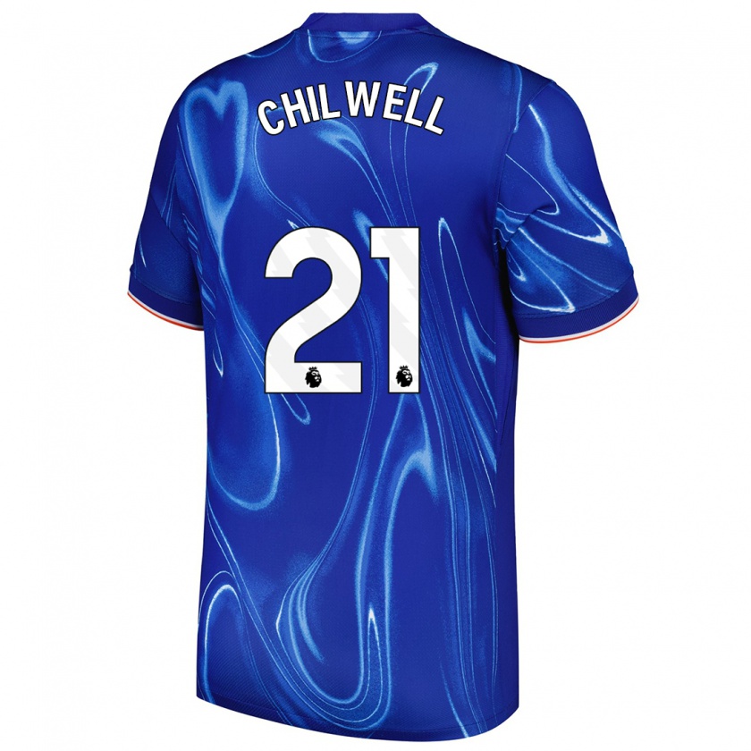 Kandiny Enfant Maillot Ben Chilwell #21 Bleu Blanc Tenues Domicile 2024/25 T-Shirt