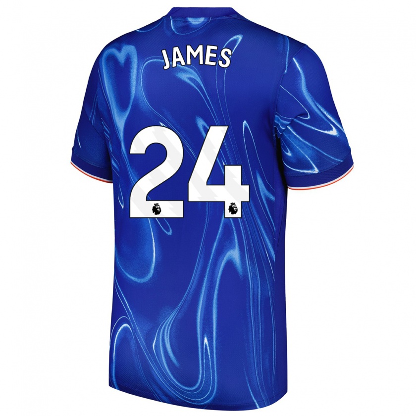 Kandiny Enfant Maillot Reece James #24 Bleu Blanc Tenues Domicile 2024/25 T-Shirt