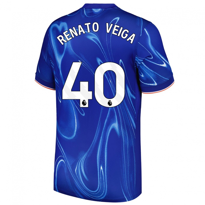 Kandiny Enfant Maillot Renato Veiga #40 Bleu Blanc Tenues Domicile 2024/25 T-Shirt