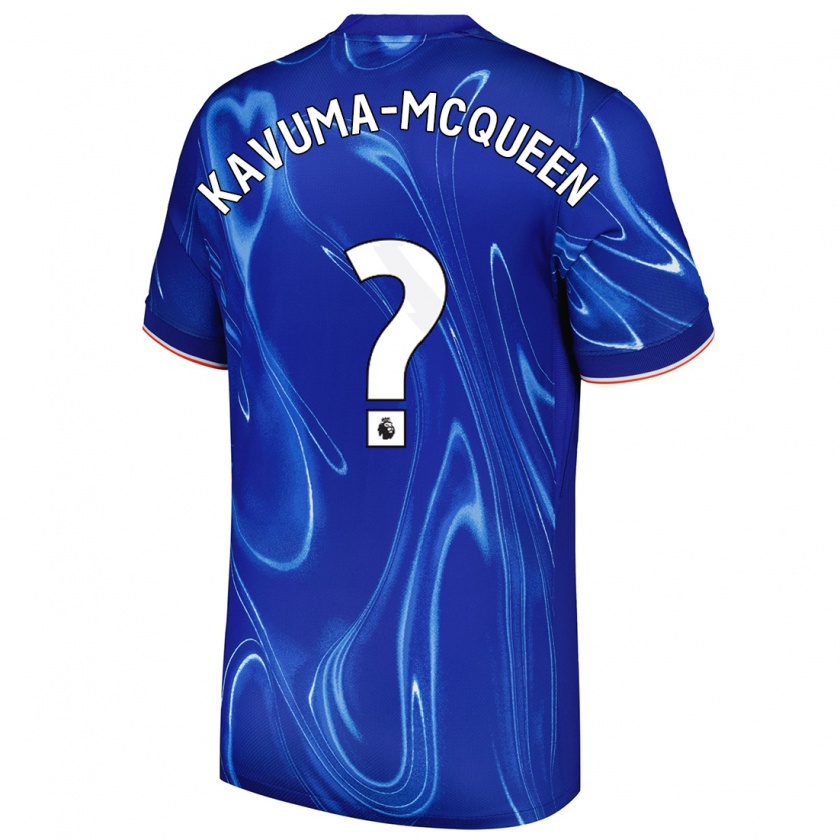 Kandiny Enfant Maillot Ryan Kavuma-Mcqueen #0 Bleu Blanc Tenues Domicile 2024/25 T-Shirt