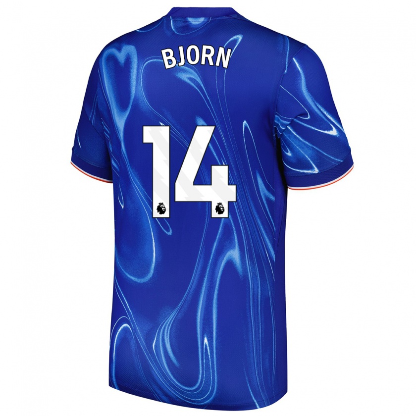 Kandiny Enfant Maillot Nathalie Björn #14 Bleu Blanc Tenues Domicile 2024/25 T-Shirt