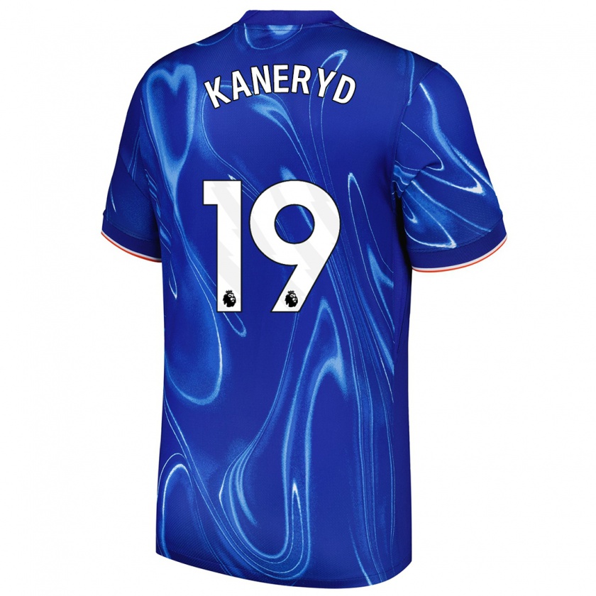 Kandiny Enfant Maillot Johanna Rytting Kaneryd #19 Bleu Blanc Tenues Domicile 2024/25 T-Shirt