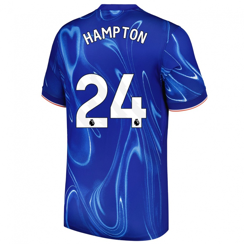 Kandiny Enfant Maillot Hannah Hampton #24 Bleu Blanc Tenues Domicile 2024/25 T-Shirt