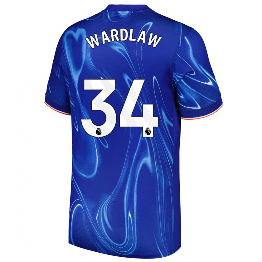 Kandiny Enfant Maillot Charlotte Wardlaw #34 Bleu Blanc Tenues Domicile 2024/25 T-Shirt