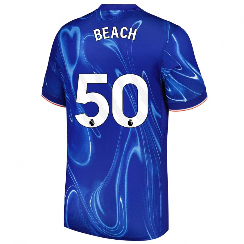 Kandiny Enfant Maillot Eddie Beach #50 Bleu Blanc Tenues Domicile 2024/25 T-Shirt