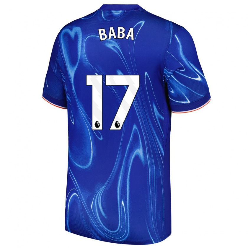 Kandiny Enfant Maillot Abdul-Rahman Baba #17 Bleu Blanc Tenues Domicile 2024/25 T-Shirt