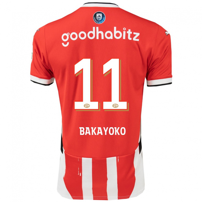 Kandiny Enfant Maillot Johan Bakayoko #11 Rouge Blanc Tenues Domicile 2024/25 T-Shirt