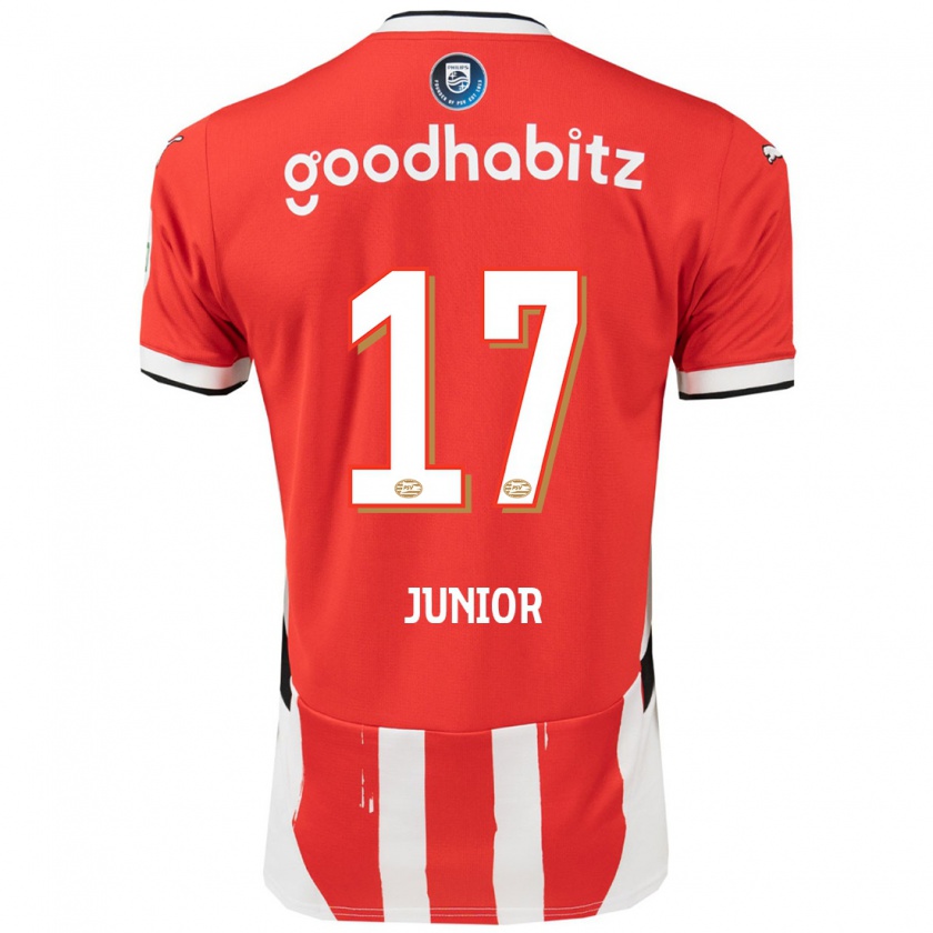 Kandiny Enfant Maillot Mauro Júnior #17 Rouge Blanc Tenues Domicile 2024/25 T-Shirt