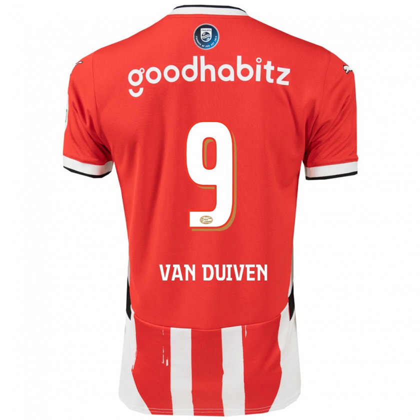 Kandiny Enfant Maillot Jason Van Duiven #9 Rouge Blanc Tenues Domicile 2024/25 T-Shirt