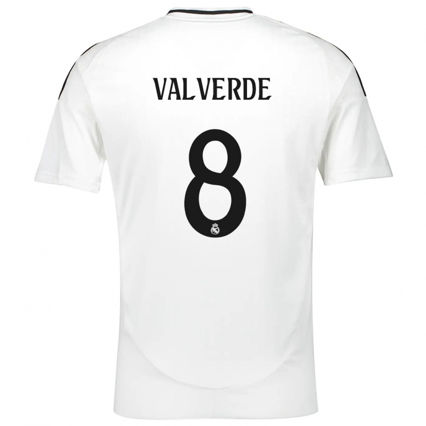 Kandiny Enfant Maillot Federico Valverde #8 Blanc Tenues Domicile 2024/25 T-Shirt