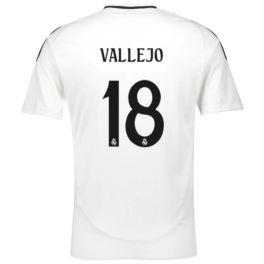 Kandiny Enfant Maillot Jesús Vallejo #18 Blanc Tenues Domicile 2024/25 T-Shirt