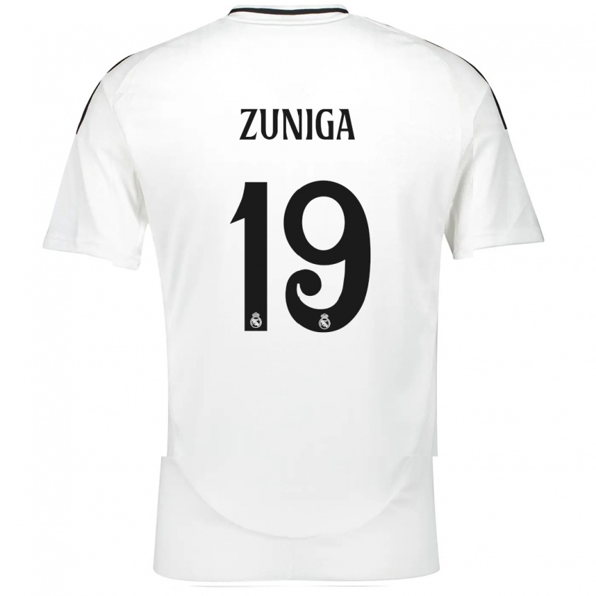 Kandiny Enfant Maillot Loren Zúñiga #19 Blanc Tenues Domicile 2024/25 T-Shirt