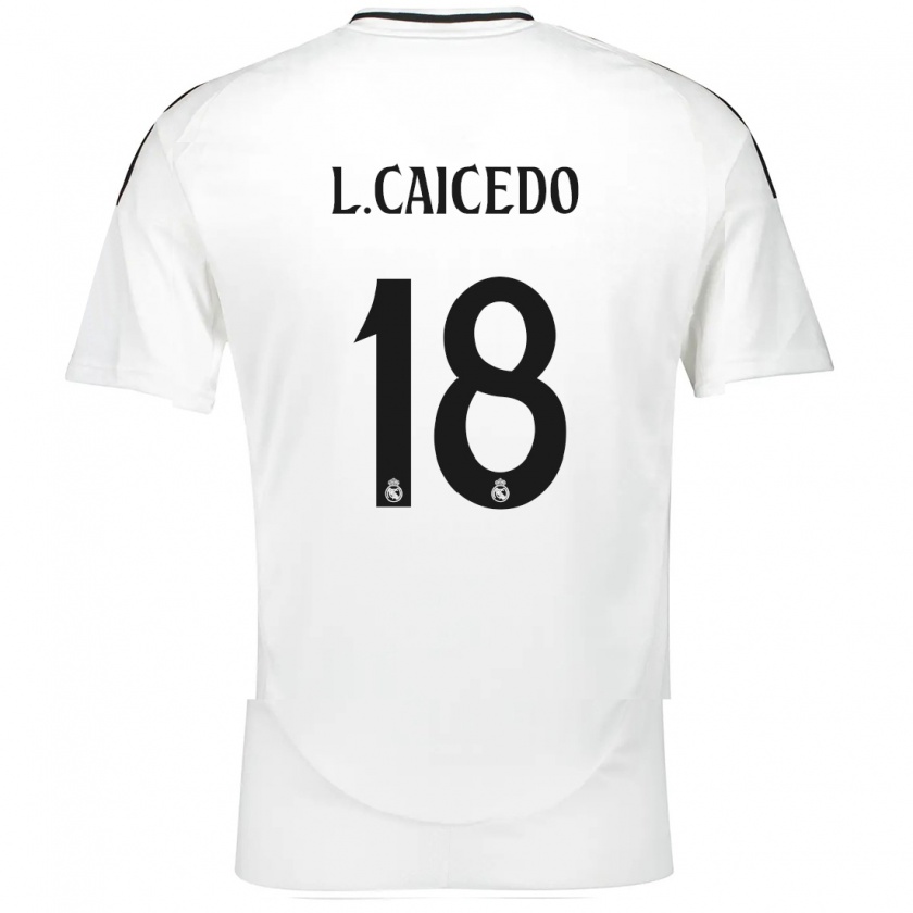 Kandiny Enfant Maillot Linda Caicedo #18 Blanc Tenues Domicile 2024/25 T-Shirt