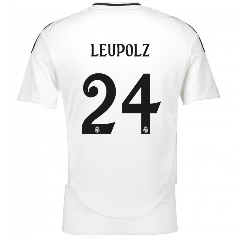 Kandiny Enfant Maillot Melanie Leupolz #24 Blanc Tenues Domicile 2024/25 T-Shirt