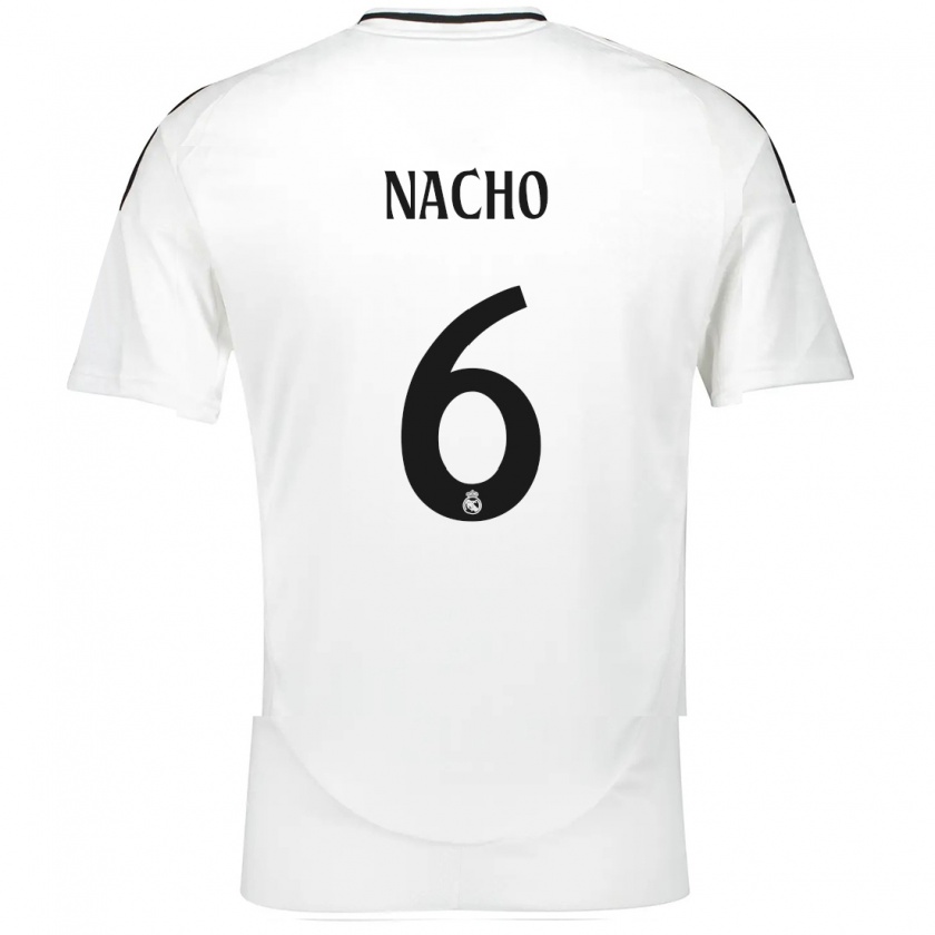 Kandiny Enfant Maillot Nacho Fernández #6 Blanc Tenues Domicile 2024/25 T-Shirt