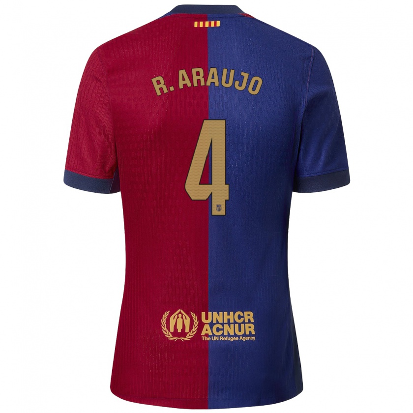 Kandiny Enfant Maillot Ronald Araujo #4 Bleu Rouge Tenues Domicile 2024/25 T-Shirt