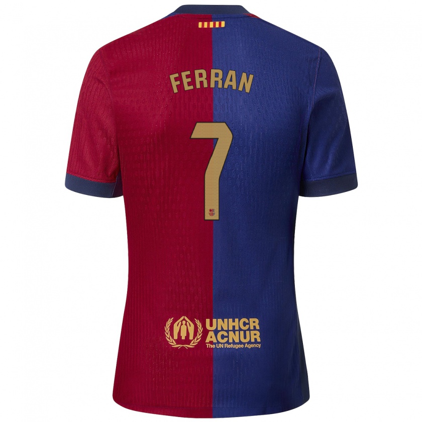 Kandiny Enfant Maillot Ferran Torres #7 Bleu Rouge Tenues Domicile 2024/25 T-Shirt