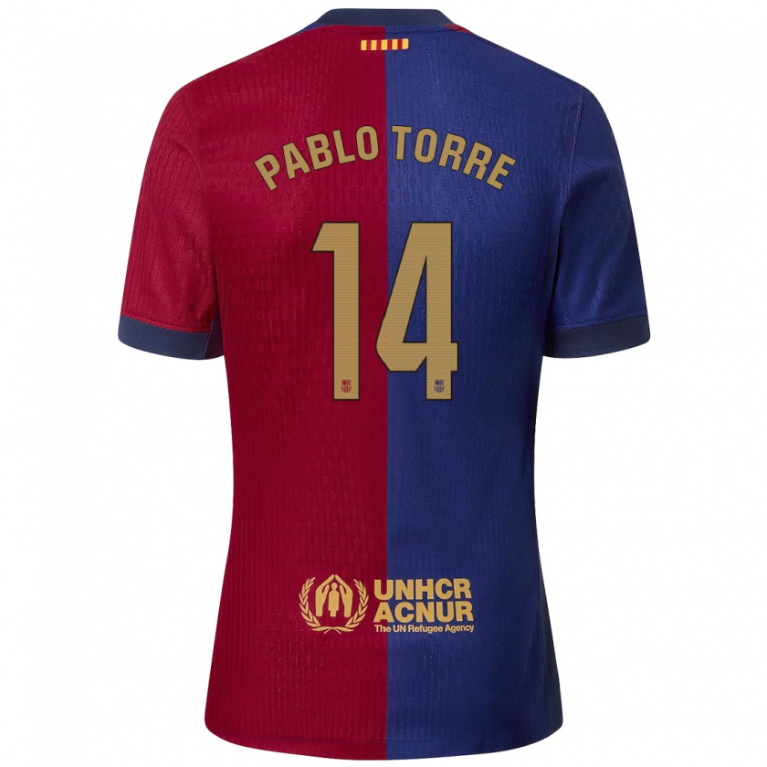 Kandiny Enfant Maillot Pablo Torre #14 Bleu Rouge Tenues Domicile 2024/25 T-Shirt