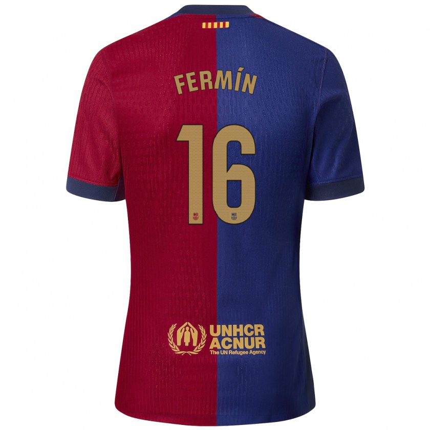 Kandiny Enfant Maillot Fermín López #16 Bleu Rouge Tenues Domicile 2024/25 T-Shirt