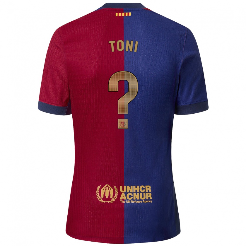 Kandiny Enfant Maillot Toni Fernández #0 Bleu Rouge Tenues Domicile 2024/25 T-Shirt