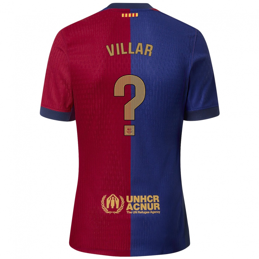 Kandiny Enfant Maillot Pedro Villar #0 Bleu Rouge Tenues Domicile 2024/25 T-Shirt