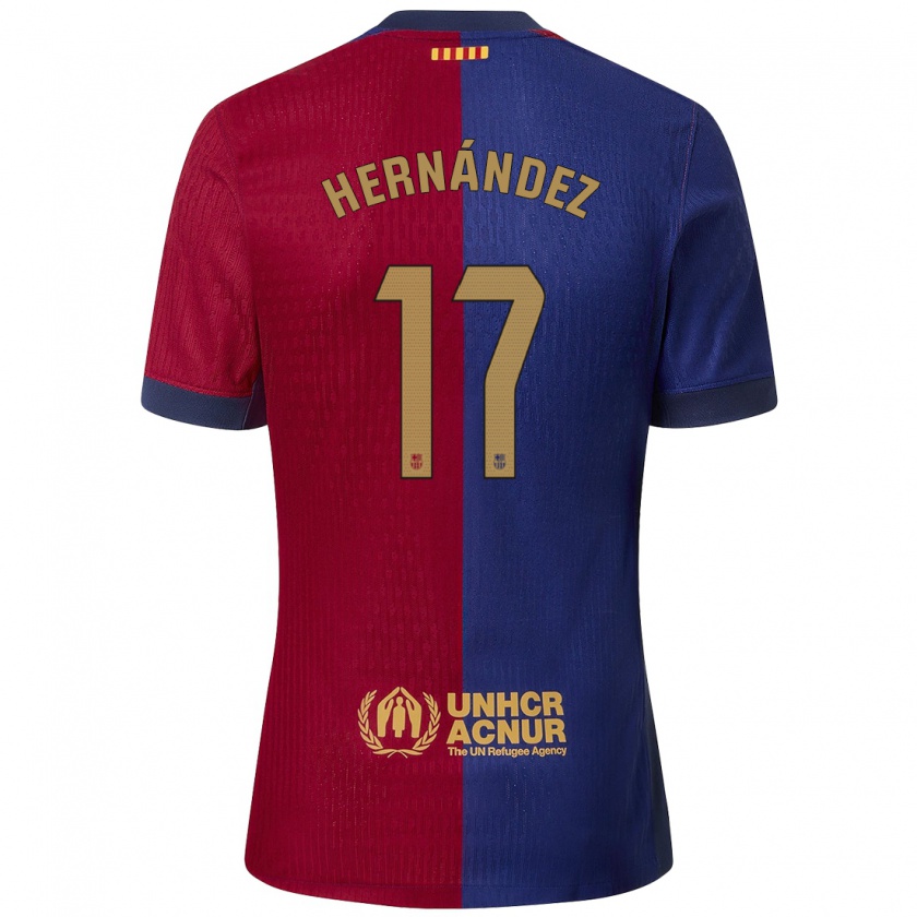 Kandiny Enfant Maillot Juan Hernández #17 Bleu Rouge Tenues Domicile 2024/25 T-Shirt