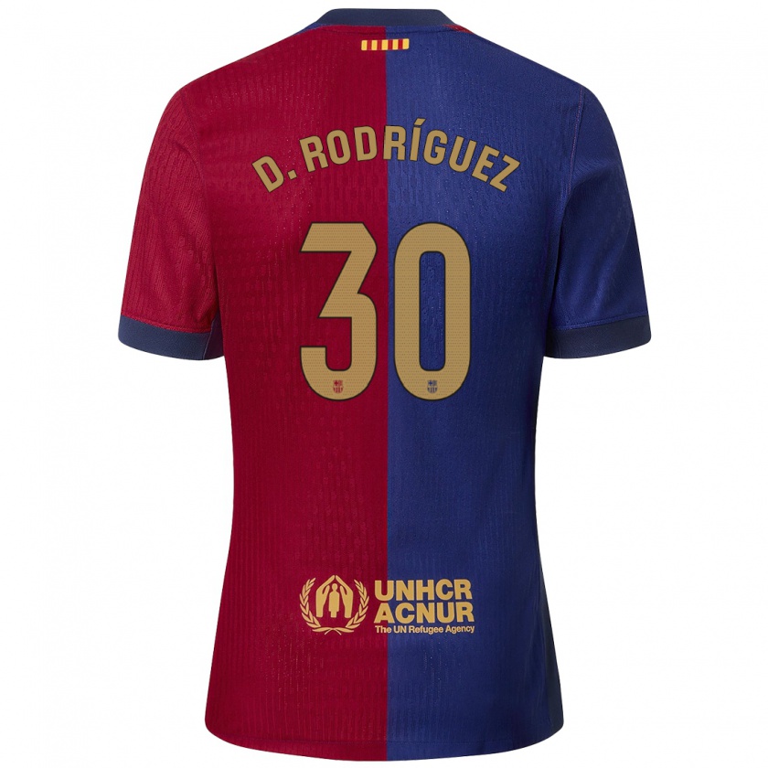 Kandiny Enfant Maillot Dani Rodríguez #30 Bleu Rouge Tenues Domicile 2024/25 T-Shirt