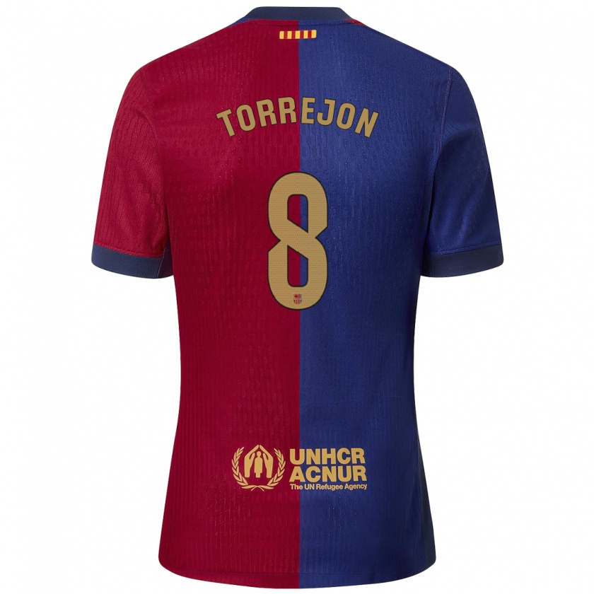 Kandiny Enfant Maillot Marta Torrejón #8 Bleu Rouge Tenues Domicile 2024/25 T-Shirt