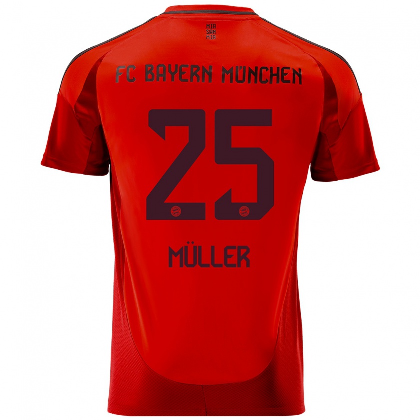 Kandiny Enfant Maillot Thomas Müller #25 Rouge Tenues Domicile 2024/25 T-Shirt