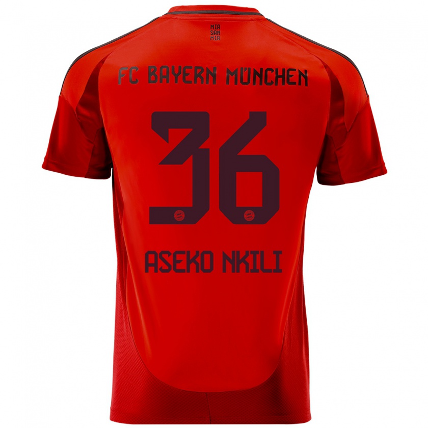 Kandiny Enfant Maillot Noël Aséko Nkili #36 Rouge Tenues Domicile 2024/25 T-Shirt