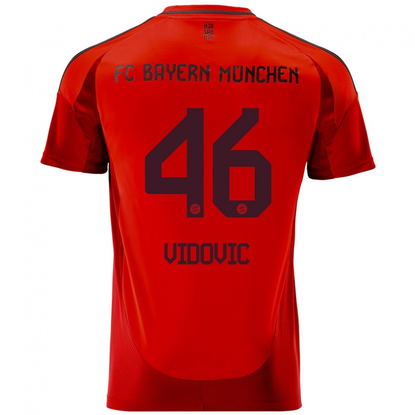 Kandiny Enfant Maillot Gabriel Vidovic #46 Rouge Tenues Domicile 2024/25 T-Shirt