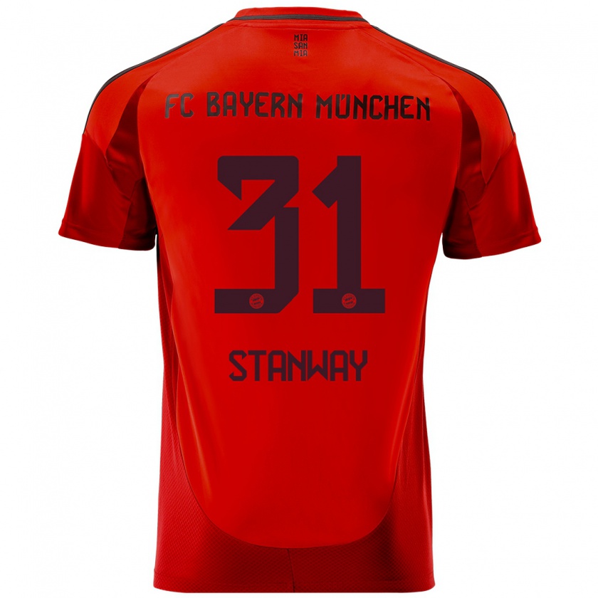 Kandiny Enfant Maillot Georgia Stanway #31 Rouge Tenues Domicile 2024/25 T-Shirt