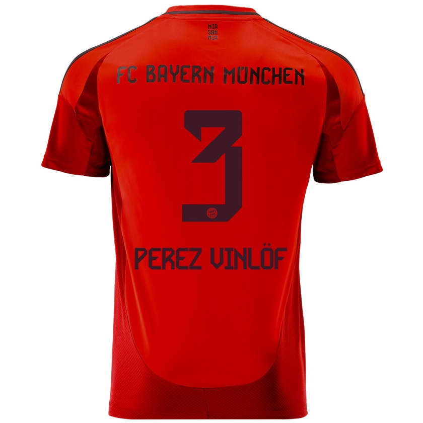 Kandiny Enfant Maillot Matteo Perez Vinlöf #3 Rouge Tenues Domicile 2024/25 T-Shirt