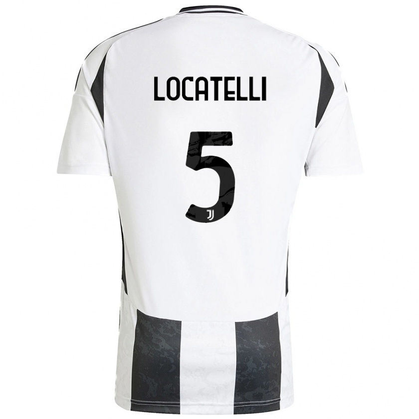 Kandiny Enfant Maillot Manuel Locatelli #5 Blanc Noir Tenues Domicile 2024/25 T-Shirt