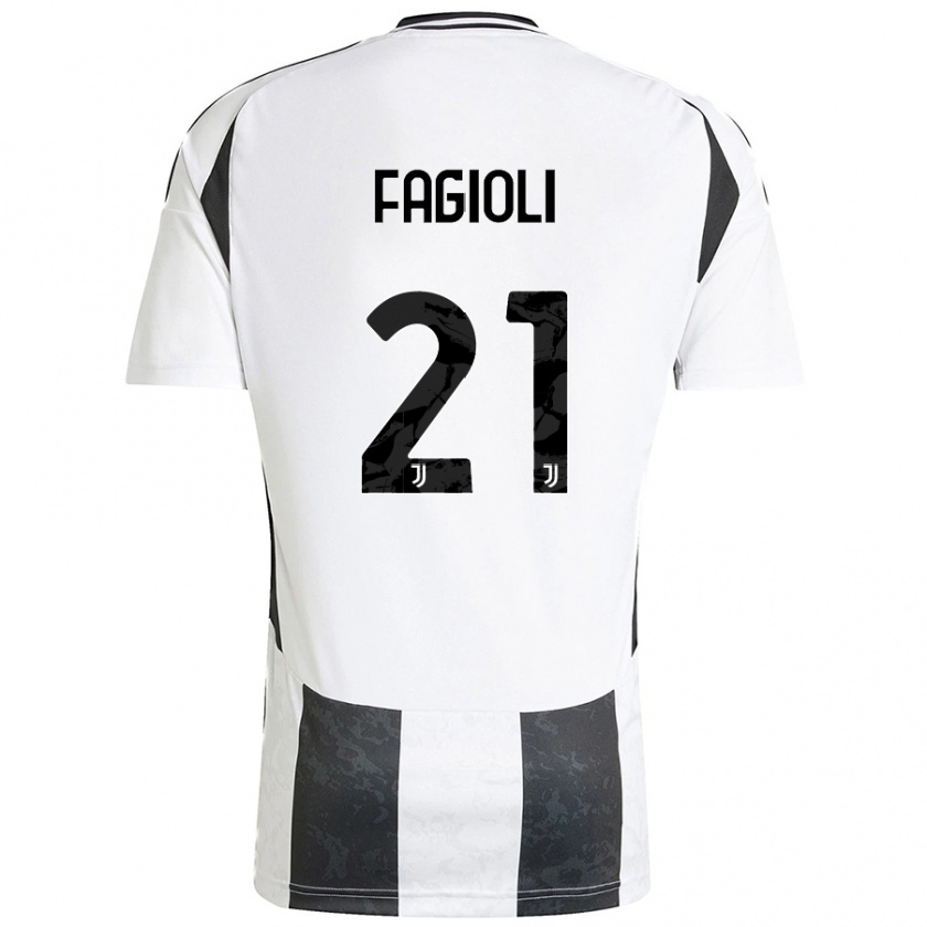 Kandiny Enfant Maillot Nicolò Fagioli #21 Blanc Noir Tenues Domicile 2024/25 T-Shirt