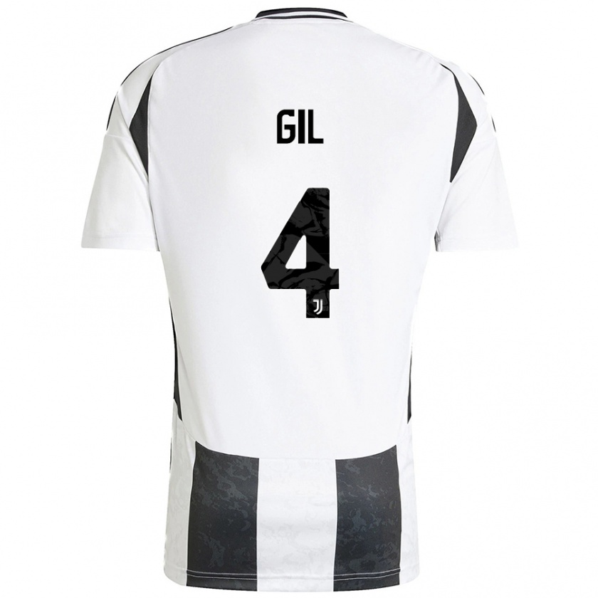 Kandiny Enfant Maillot Javier Gil #4 Blanc Noir Tenues Domicile 2024/25 T-Shirt