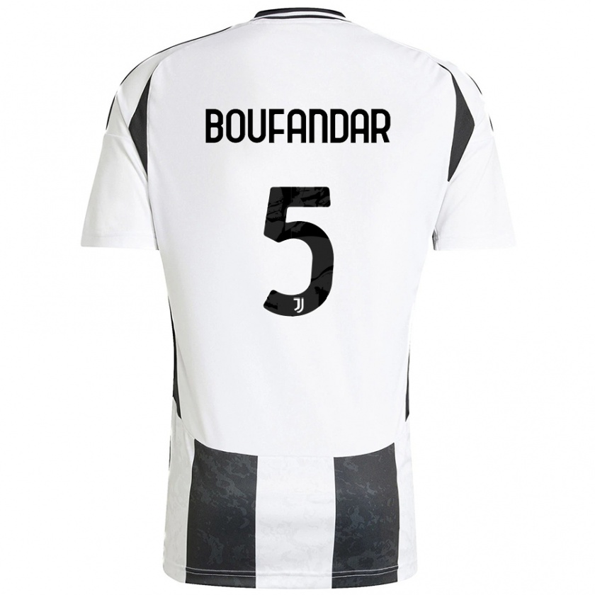 Kandiny Enfant Maillot Adam Boufandar #5 Blanc Noir Tenues Domicile 2024/25 T-Shirt