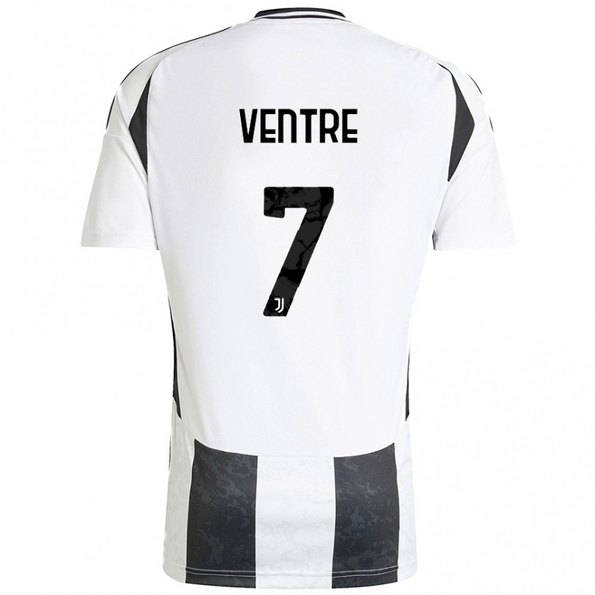 Kandiny Enfant Maillot Alessandro Ventre #7 Blanc Noir Tenues Domicile 2024/25 T-Shirt