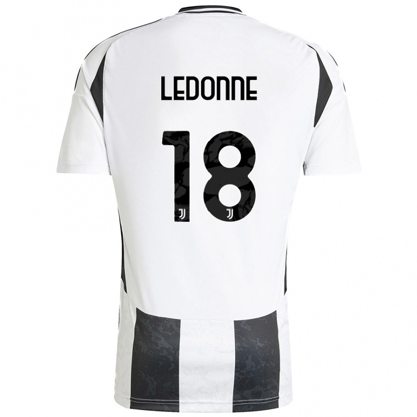 Kandiny Enfant Maillot Nicolò Ledonne #18 Blanc Noir Tenues Domicile 2024/25 T-Shirt