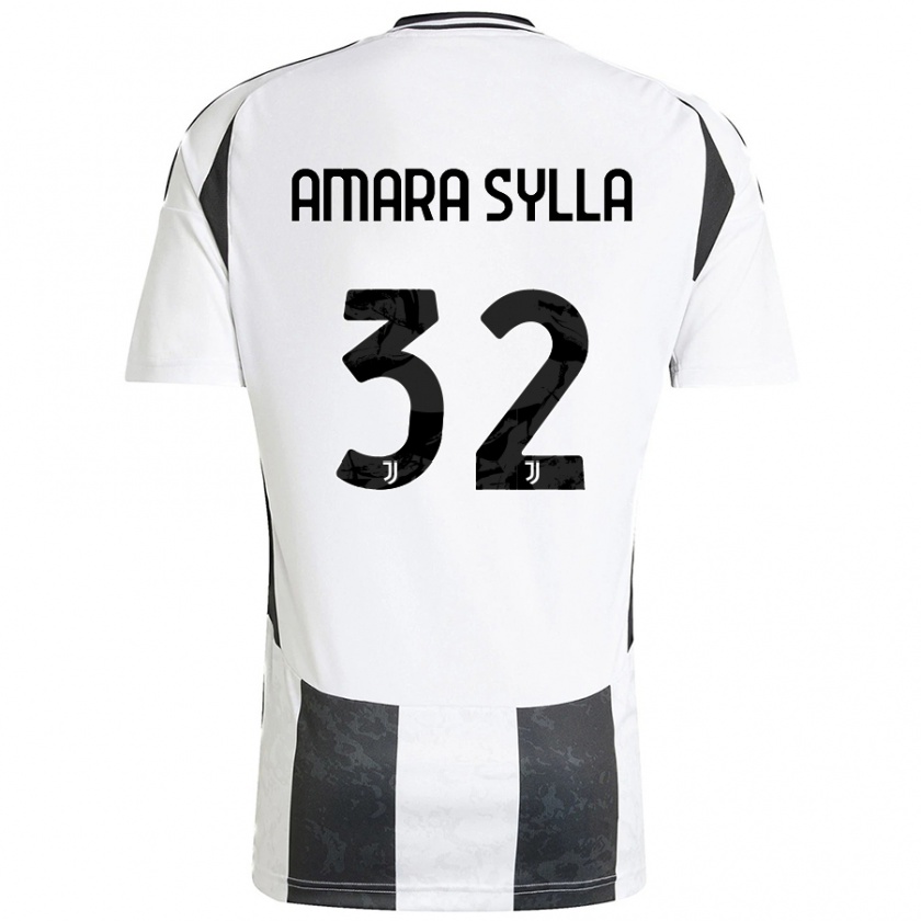 Kandiny Enfant Maillot Idris Amara Sylla #32 Blanc Noir Tenues Domicile 2024/25 T-Shirt